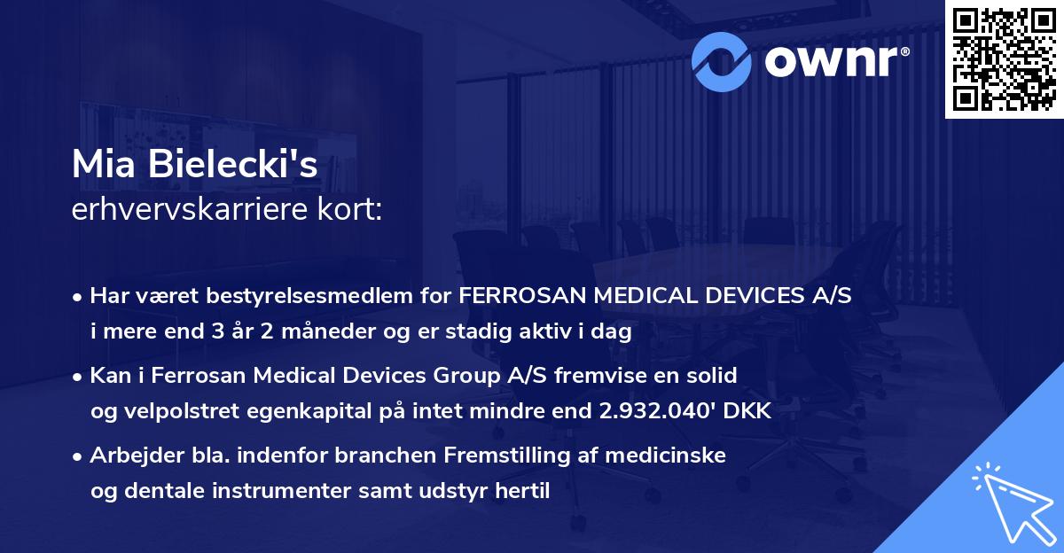 Mia Bielecki's erhvervskarriere kort