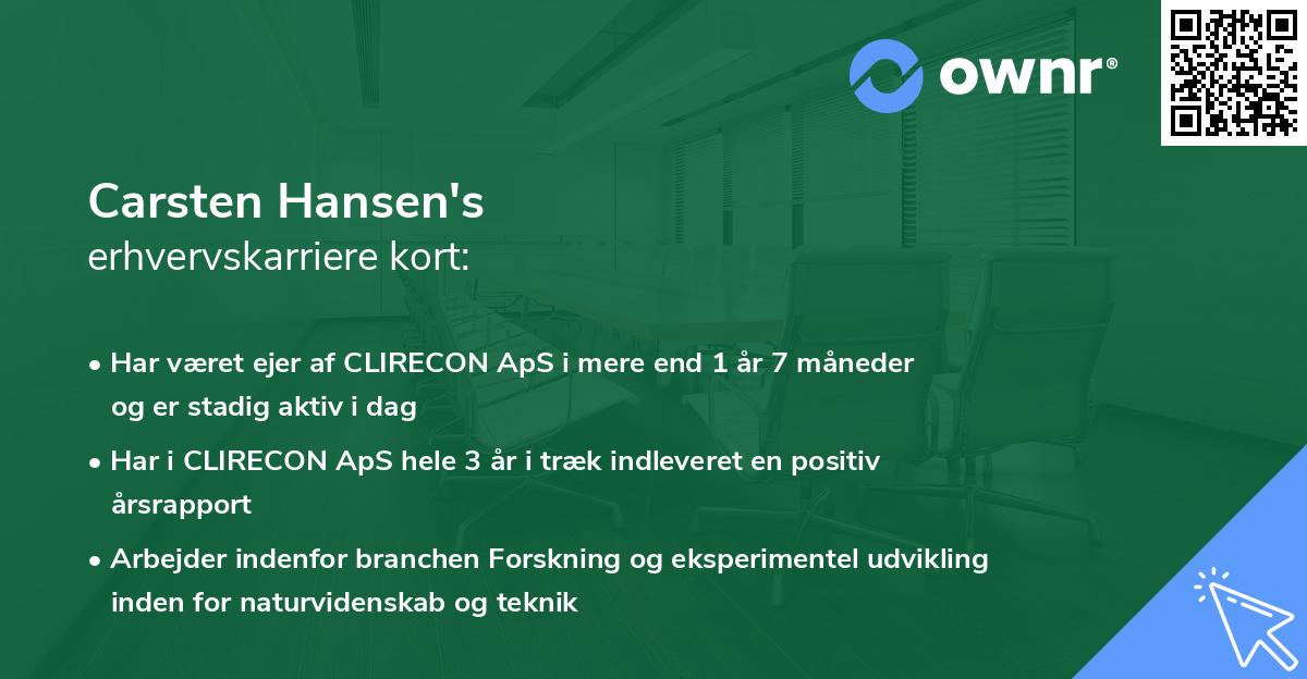 Carsten Hansen's erhvervskarriere kort