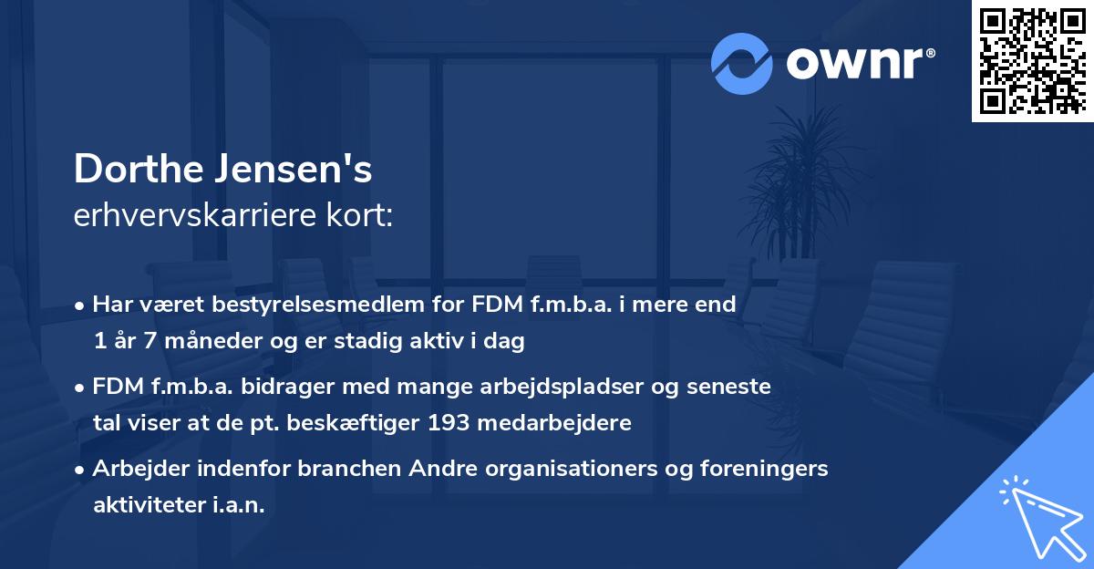 Dorthe Jensen's erhvervskarriere kort