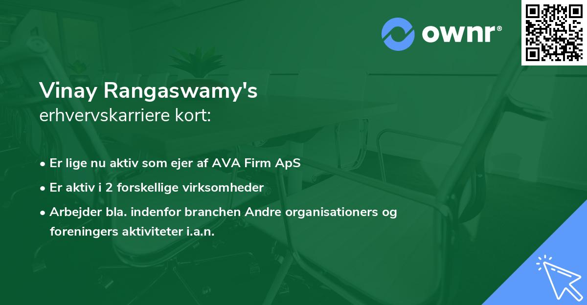 Vinay Rangaswamy's erhvervskarriere kort
