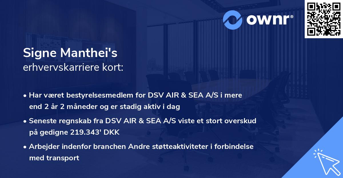 Signe Manthei's erhvervskarriere kort