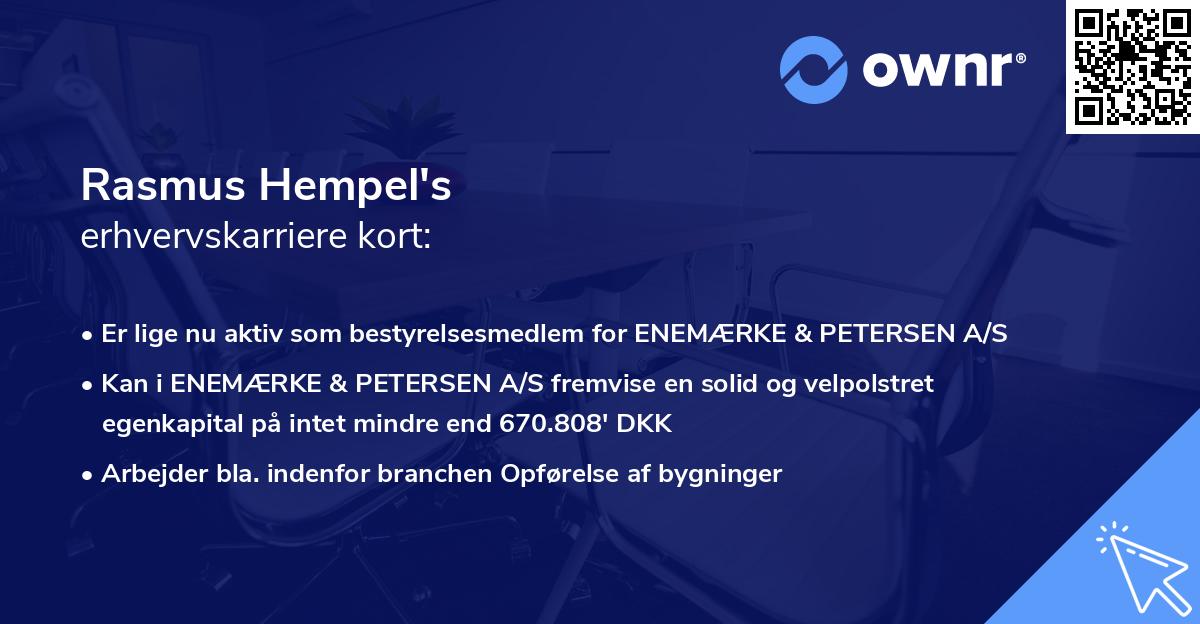 Rasmus Hempel's erhvervskarriere kort