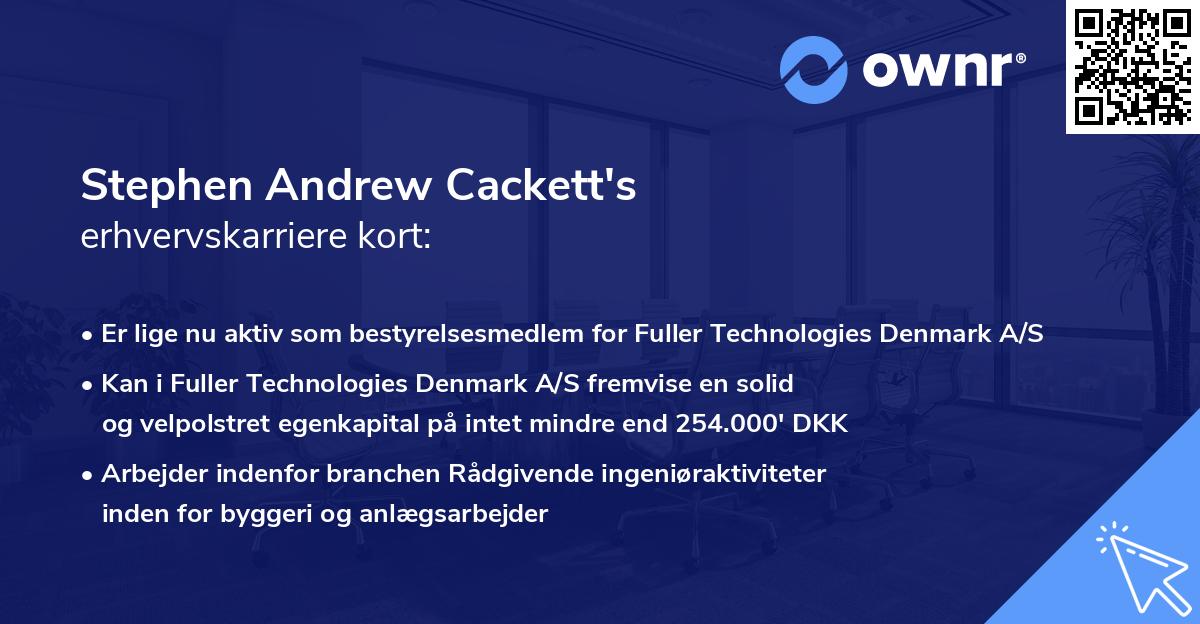 Stephen Andrew Cackett's erhvervskarriere kort