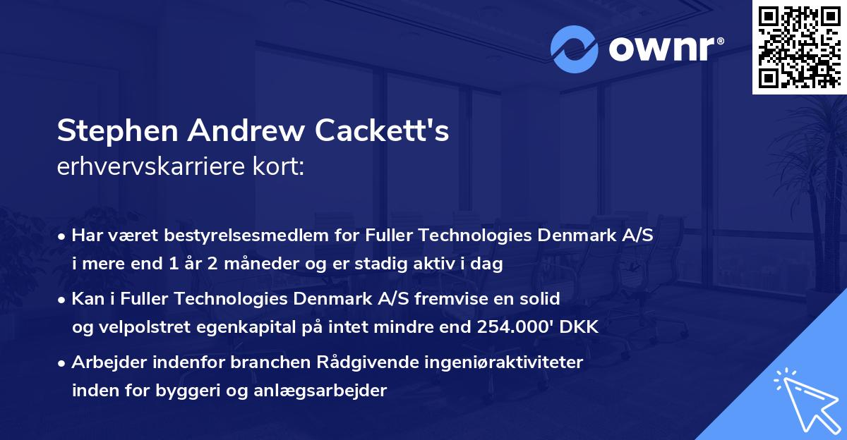 Stephen Andrew Cackett's erhvervskarriere kort