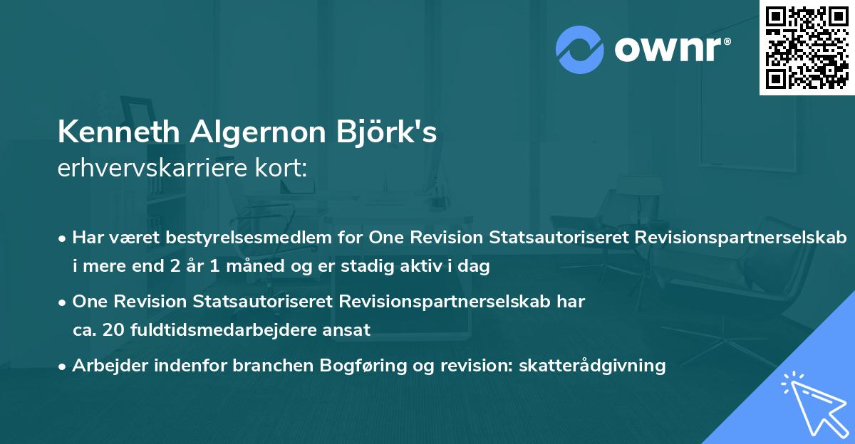 Kenneth Algernon Björk's erhvervskarriere kort