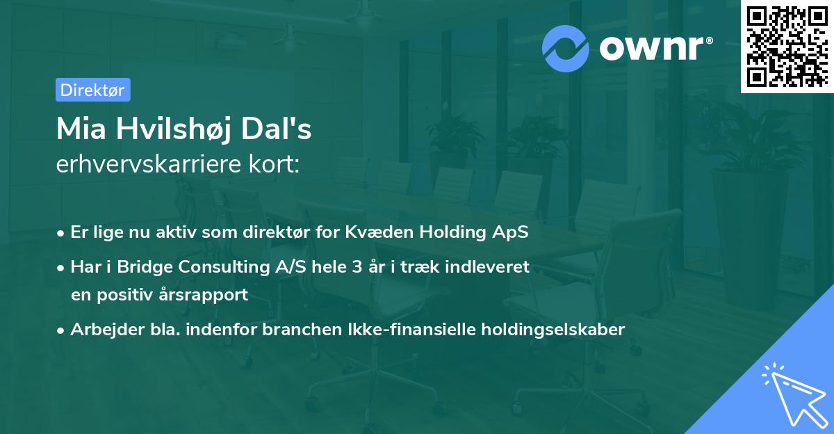 Mia Hvilshøj Dal's erhvervskarriere kort