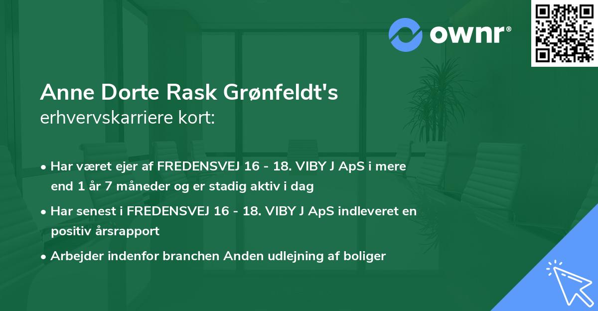 Anne Dorte Rask Grønfeldt's erhvervskarriere kort