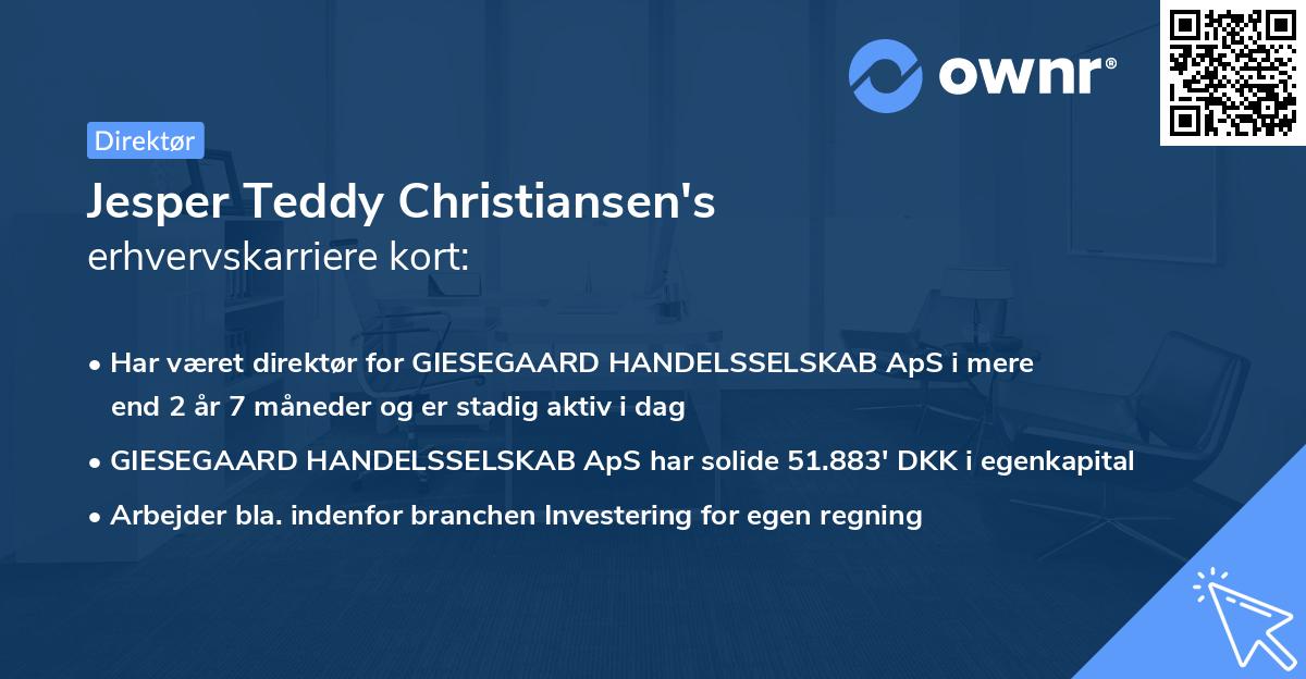 Jesper Teddy Christiansen's erhvervskarriere kort