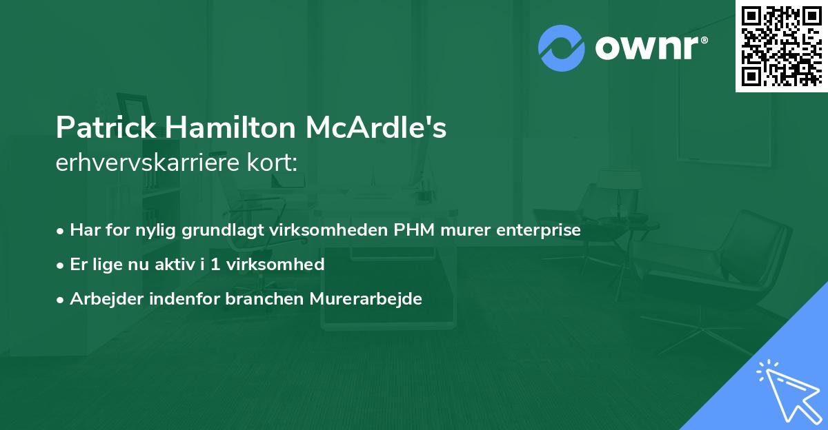 Patrick Hamilton McArdle's erhvervskarriere kort