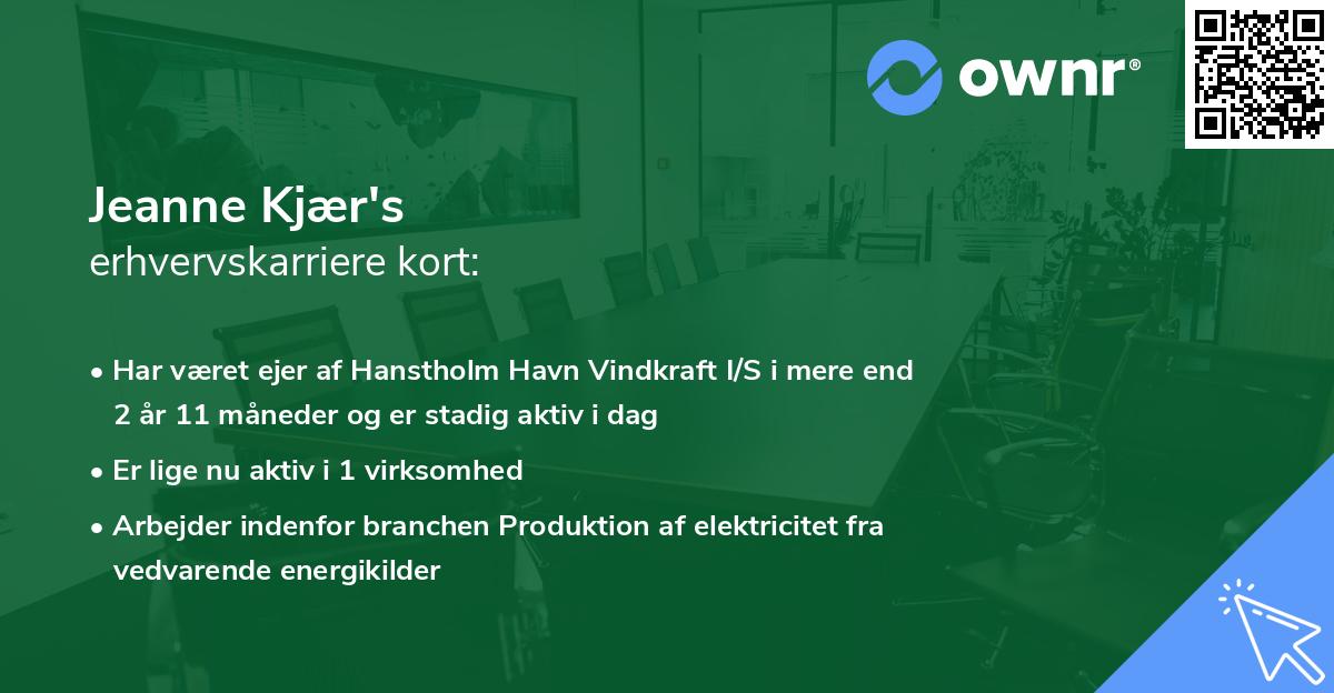 Jeanne Kjær's erhvervskarriere kort
