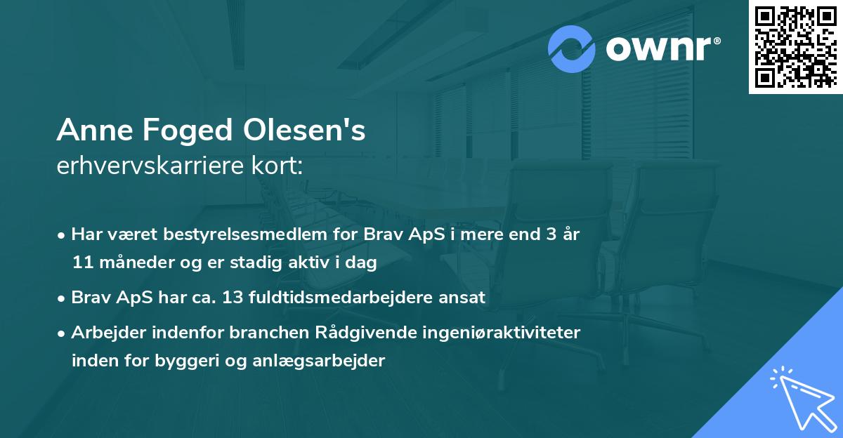 Anne Foged Olesen's erhvervskarriere kort