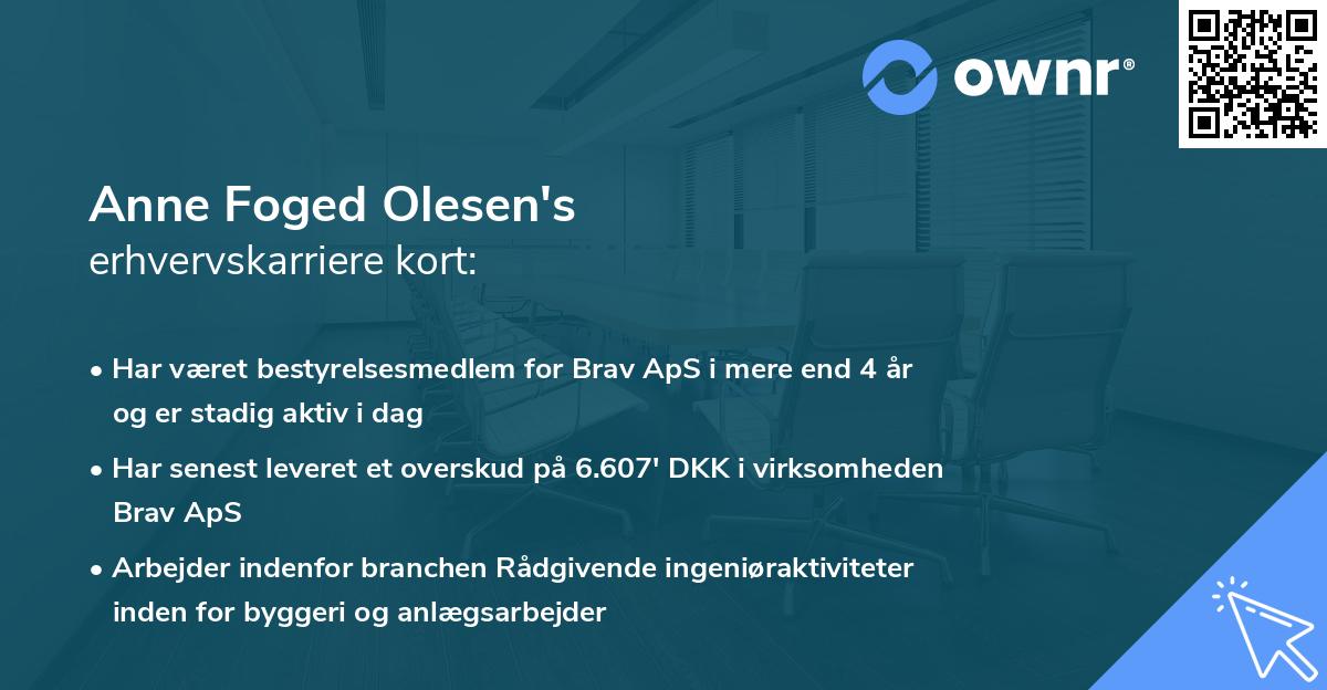 Anne Foged Olesen's erhvervskarriere kort