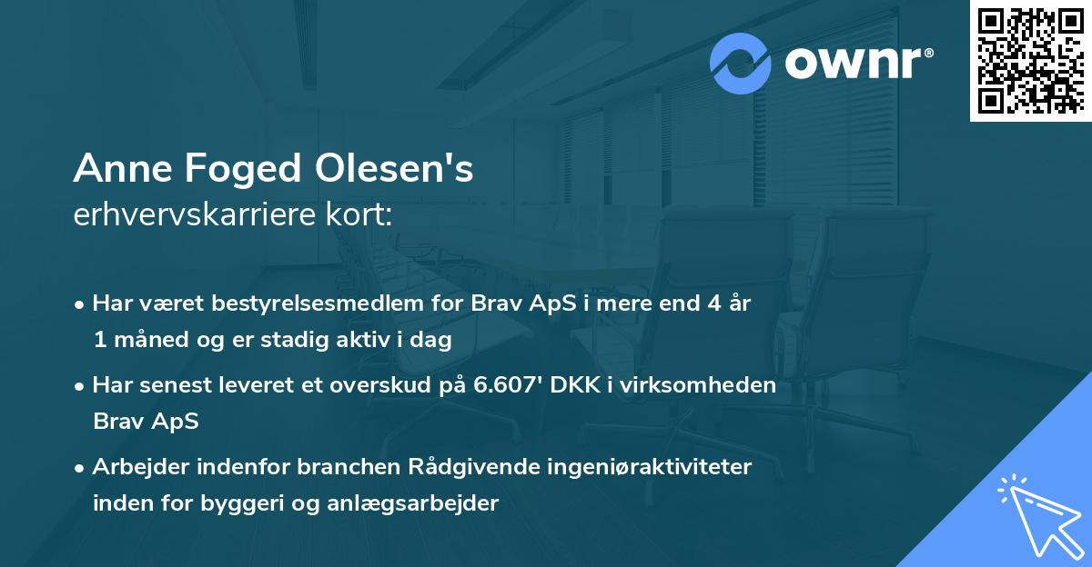 Anne Foged Olesen's erhvervskarriere kort
