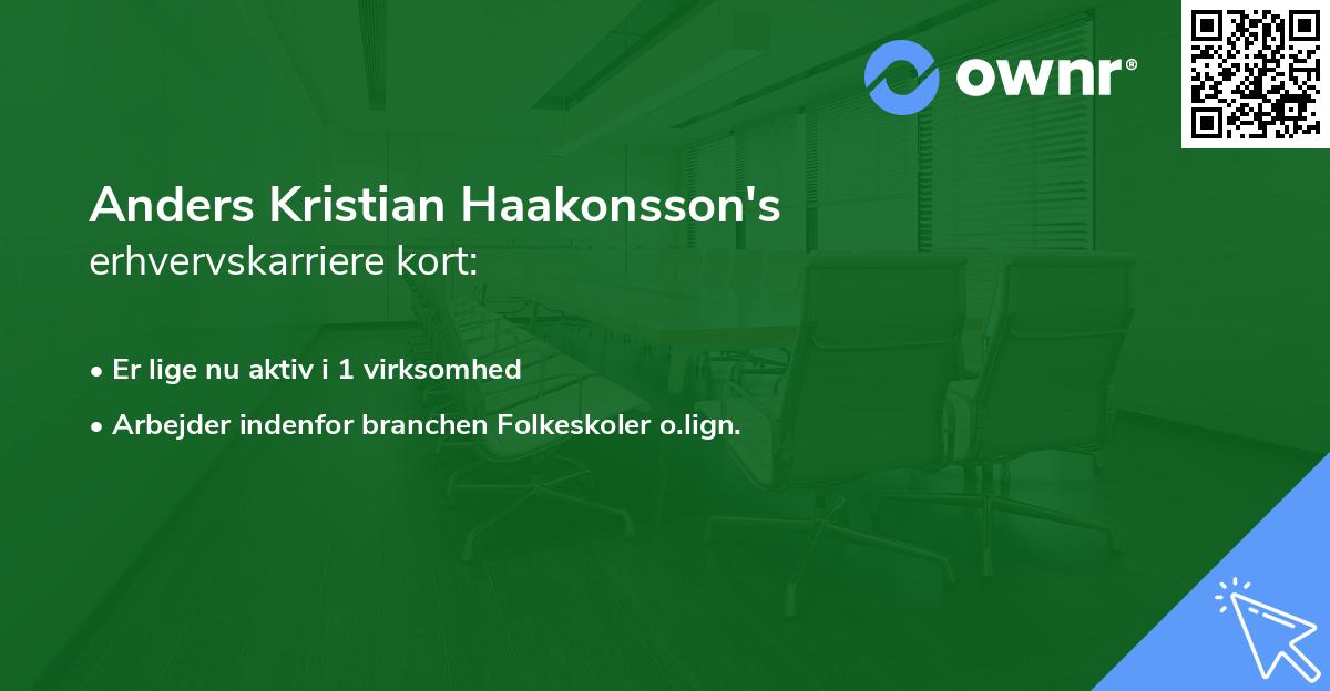 Anders Kristian Haakonsson's erhvervskarriere kort