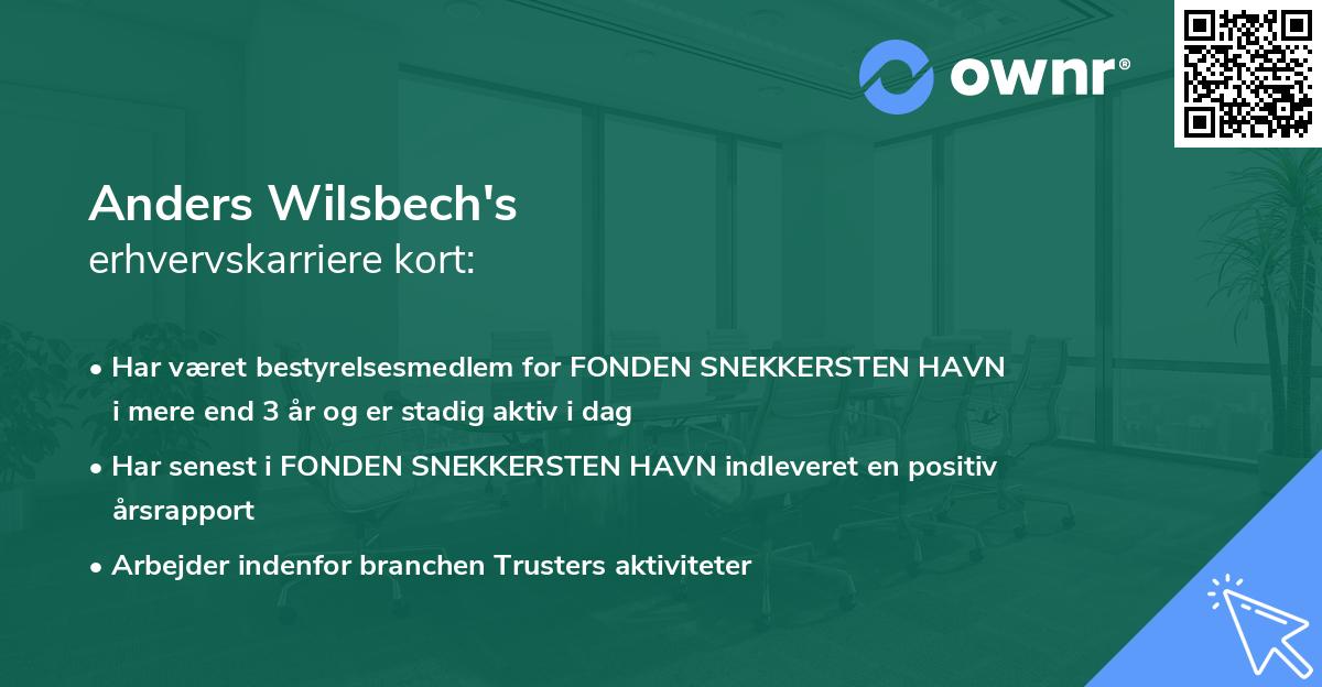 Anders Wilsbech's erhvervskarriere kort