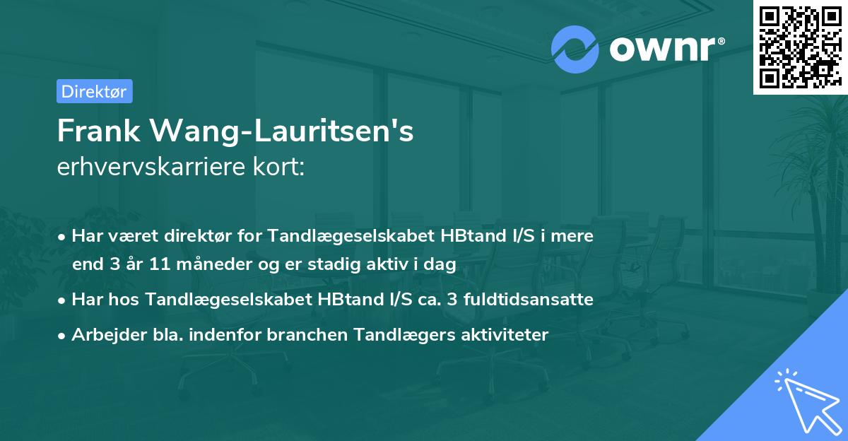 Frank Wang-Lauritsen's erhvervskarriere kort