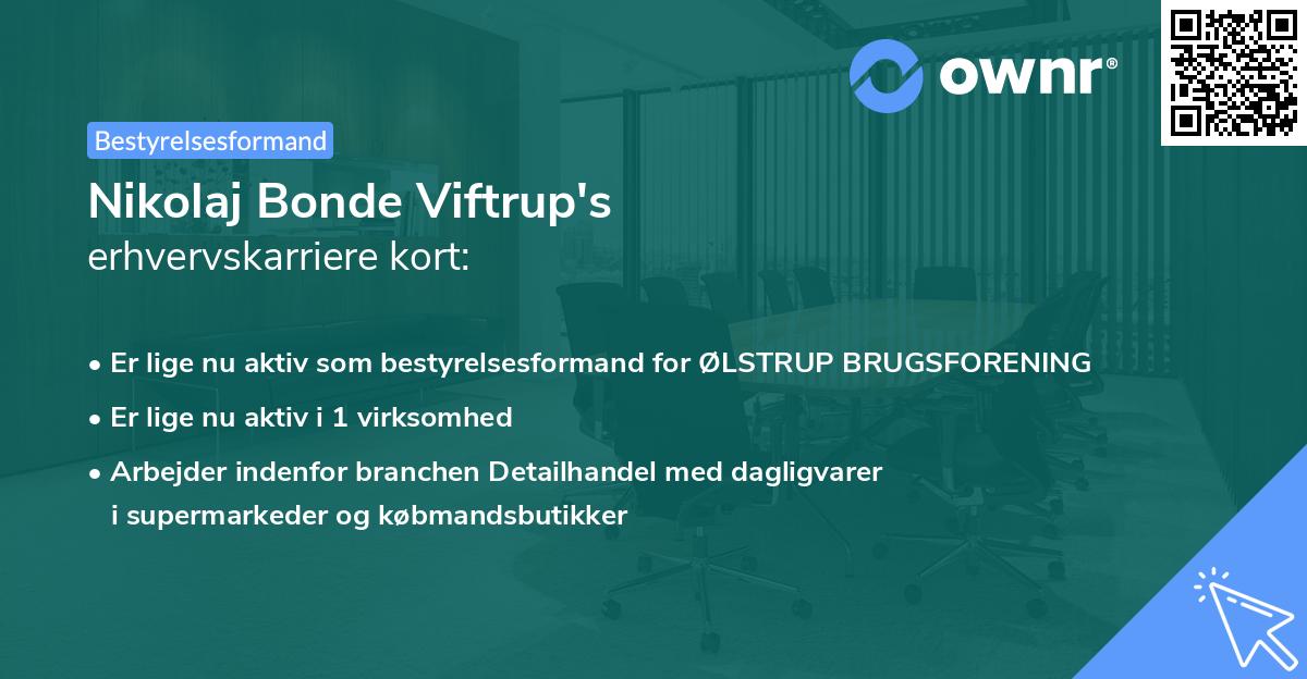 Nikolaj Bonde Viftrup's erhvervskarriere kort
