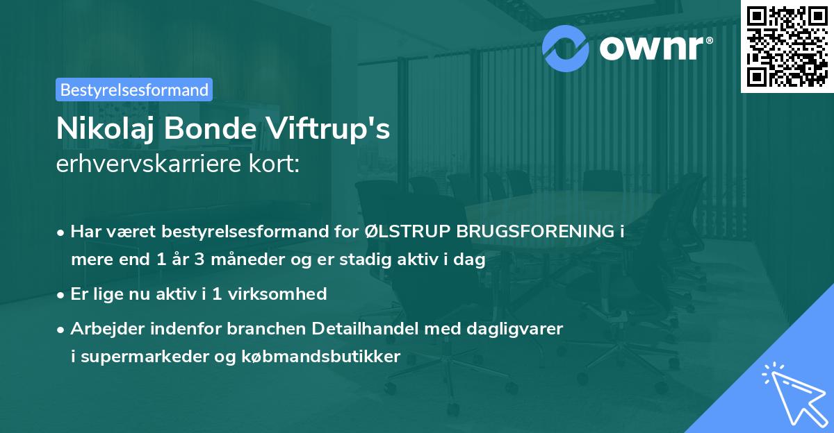 Nikolaj Bonde Viftrup's erhvervskarriere kort