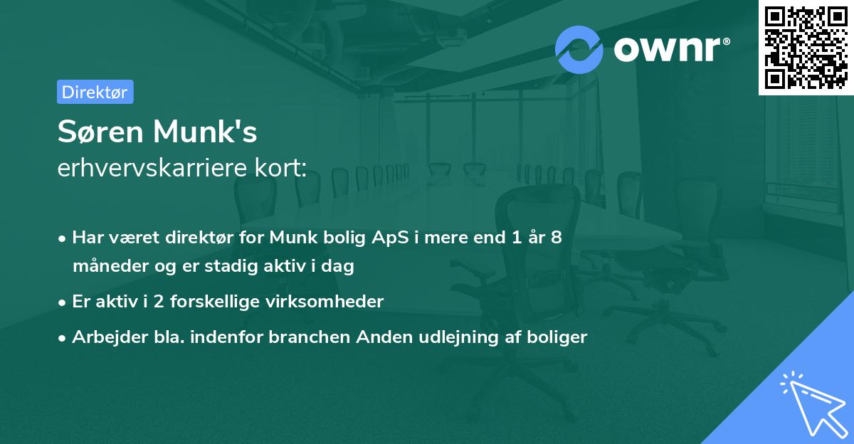 Søren Munk's erhvervskarriere kort
