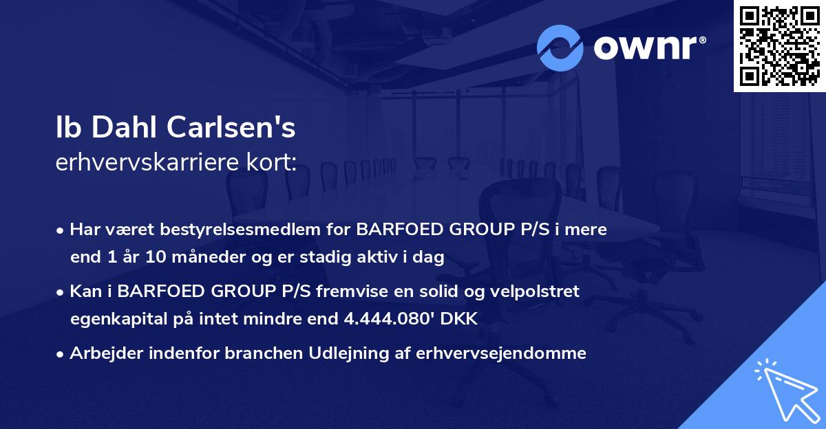 Ib Dahl Carlsen's erhvervskarriere kort