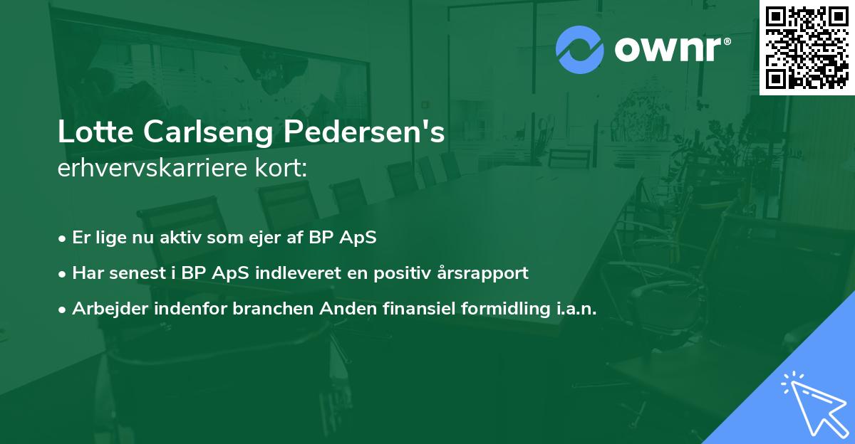 Lotte Carlseng Pedersen's erhvervskarriere kort
