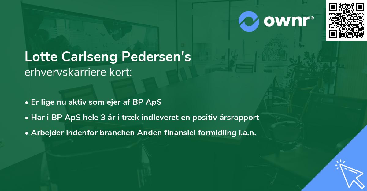 Lotte Carlseng Pedersen's erhvervskarriere kort