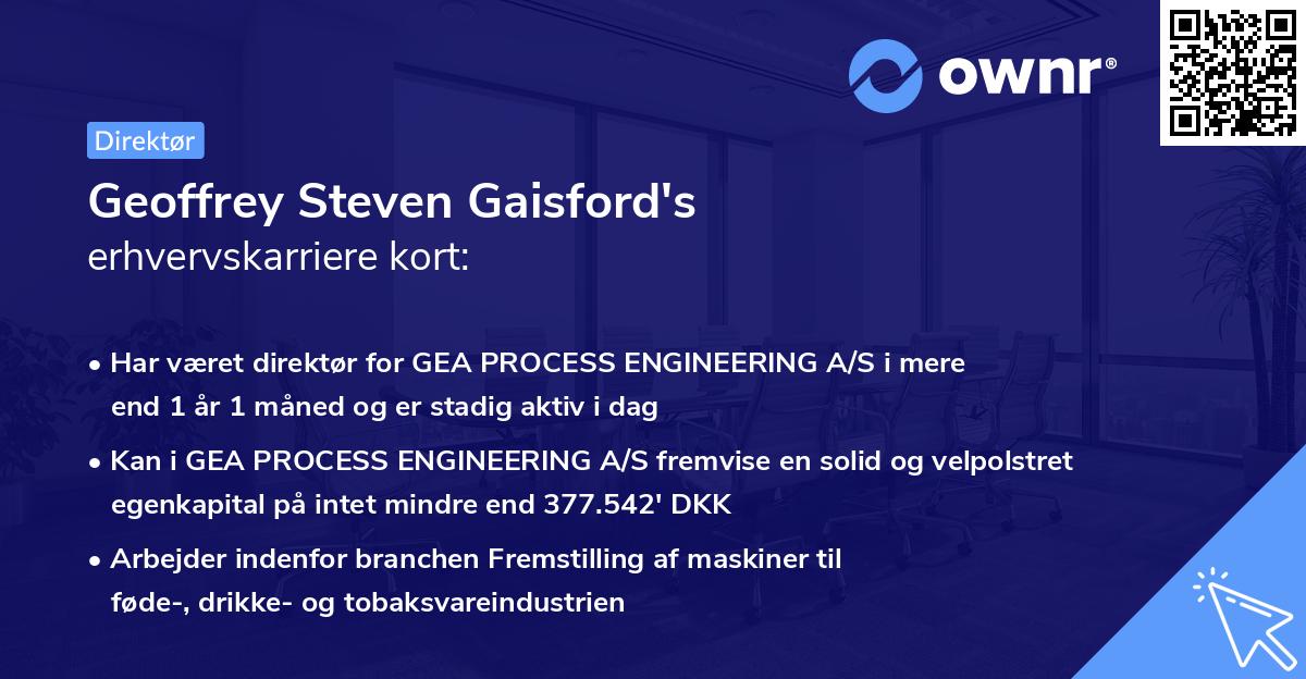 Geoffrey Steven Gaisford's erhvervskarriere kort