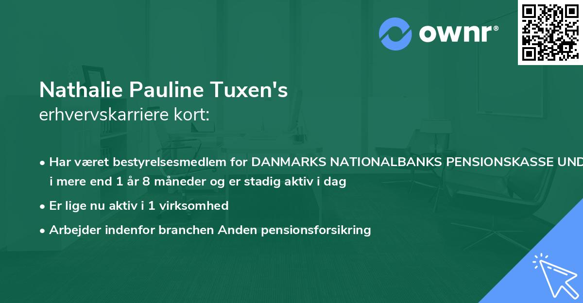 Nathalie Pauline Tuxen's erhvervskarriere kort