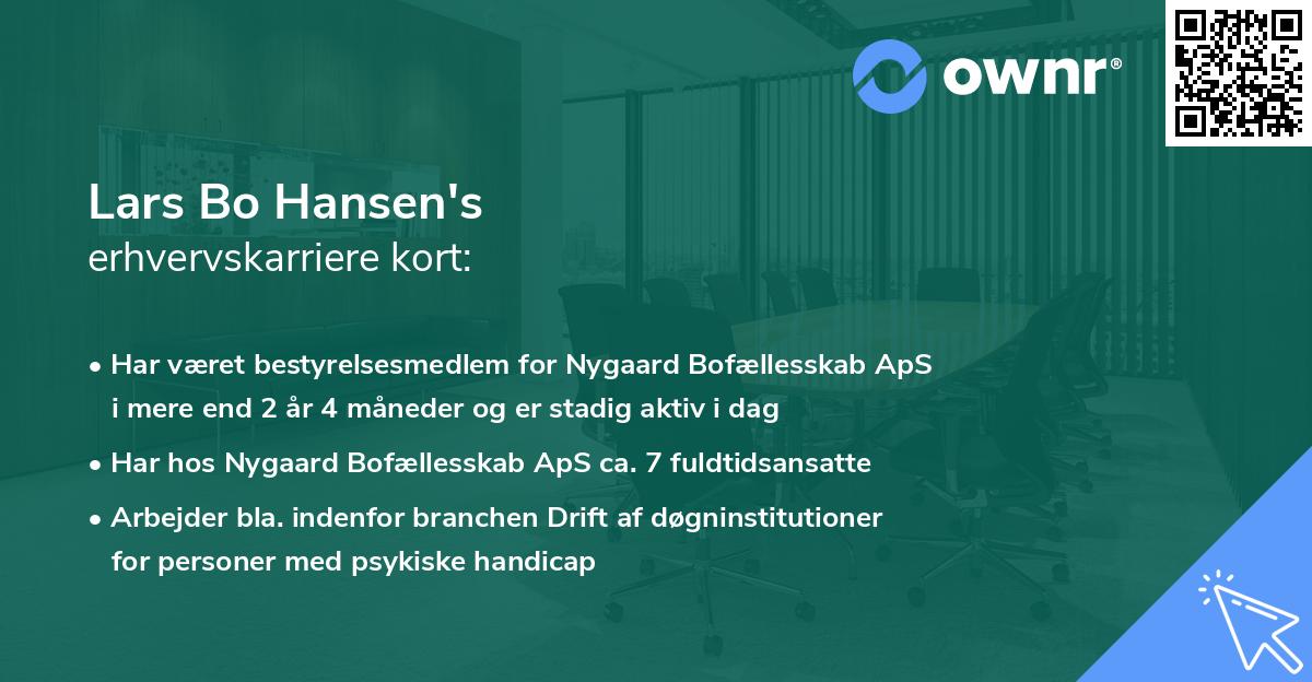 Lars Bo Hansen's erhvervskarriere kort