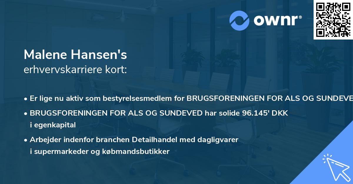 Malene Hansen's erhvervskarriere kort