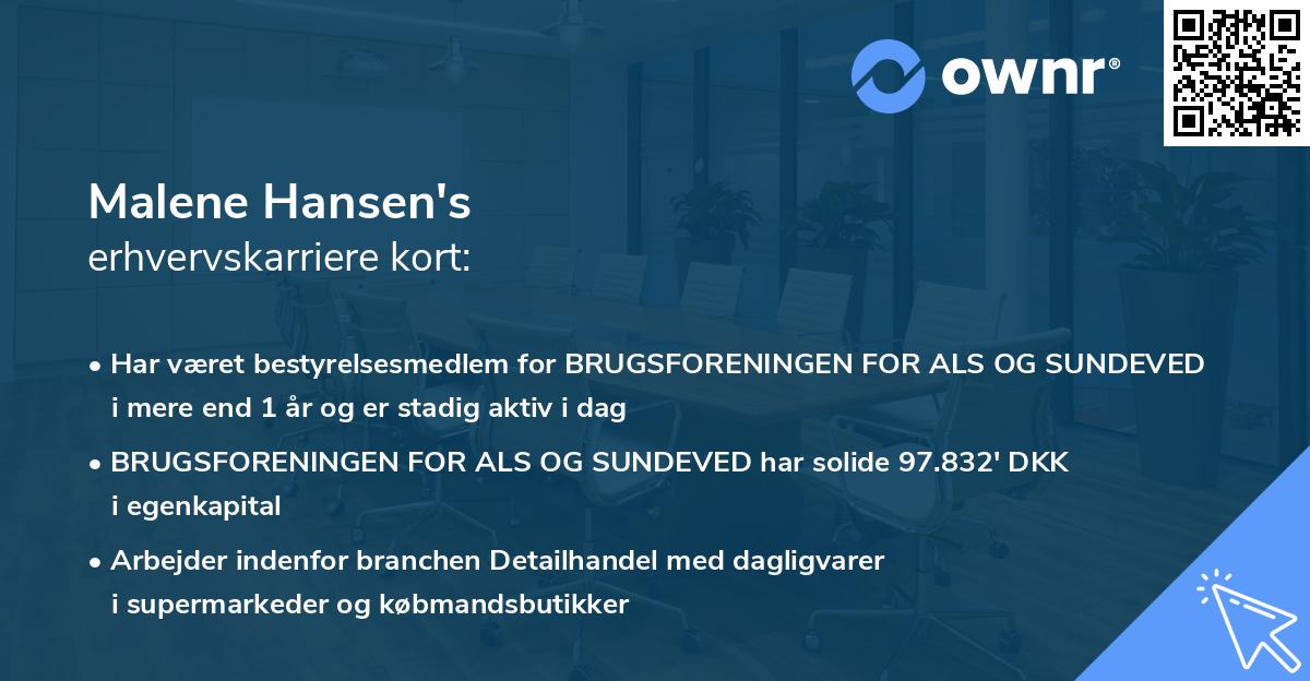 Malene Hansen's erhvervskarriere kort