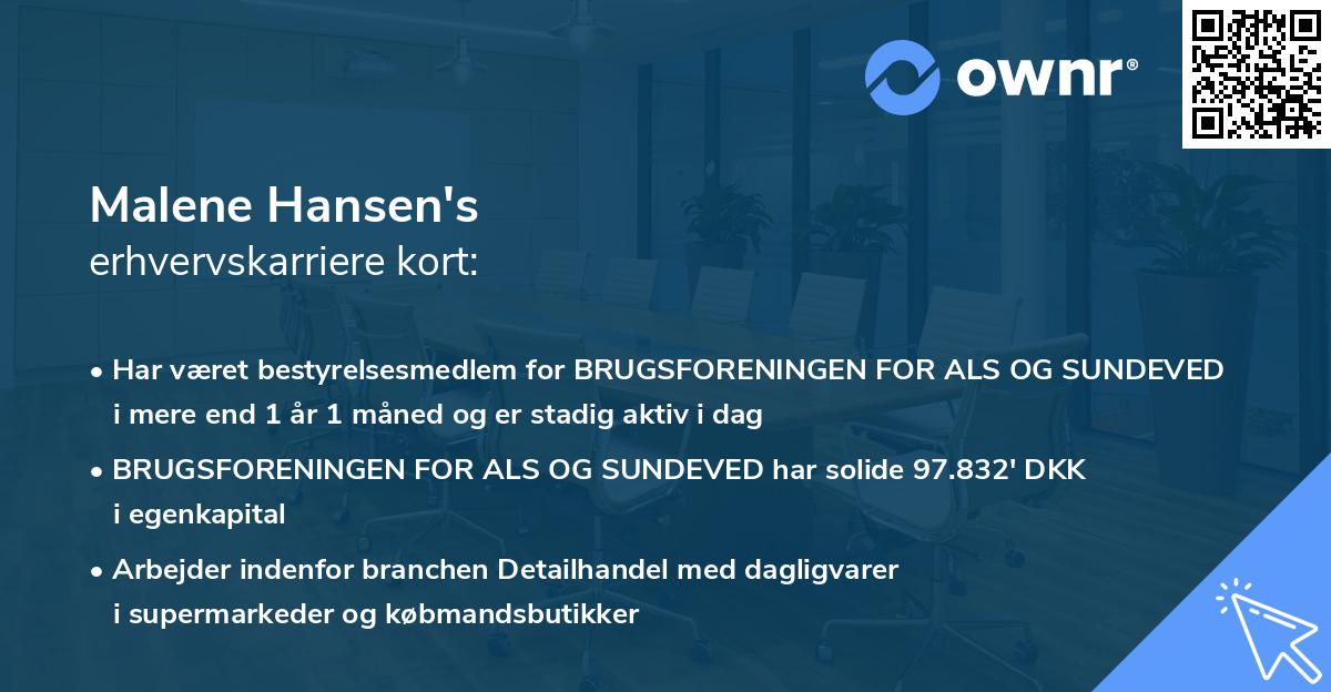 Malene Hansen's erhvervskarriere kort
