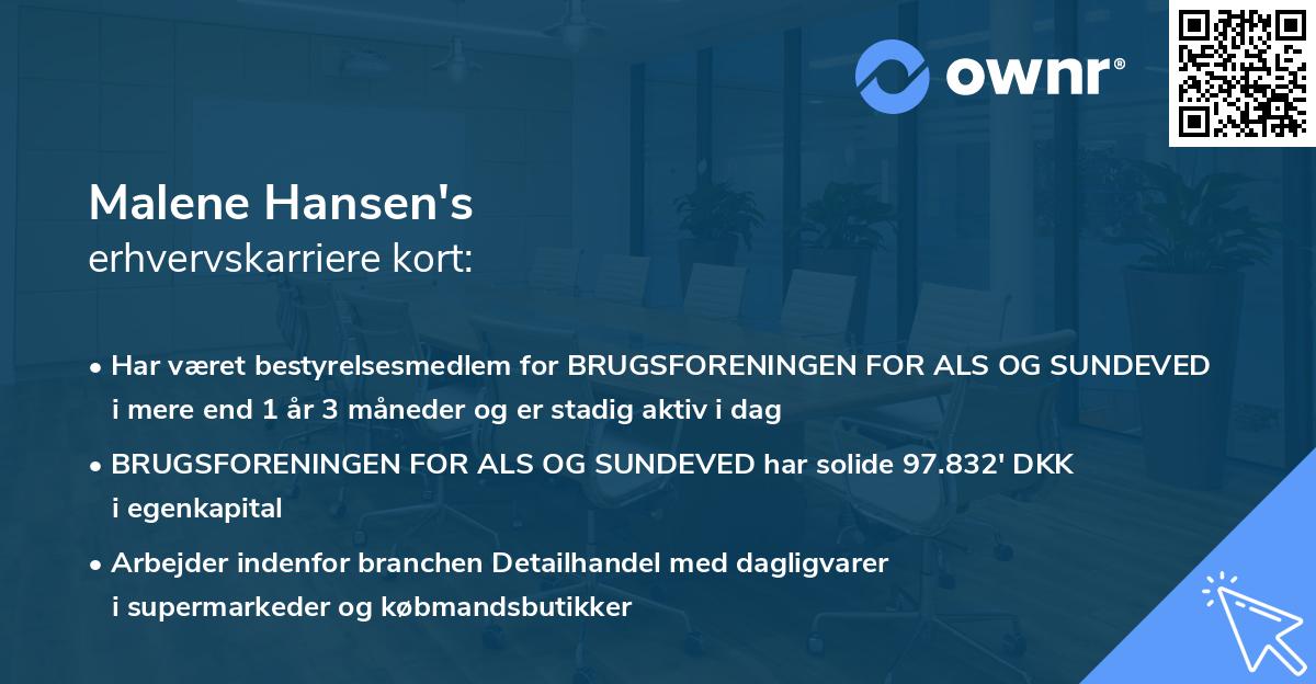 Malene Hansen's erhvervskarriere kort