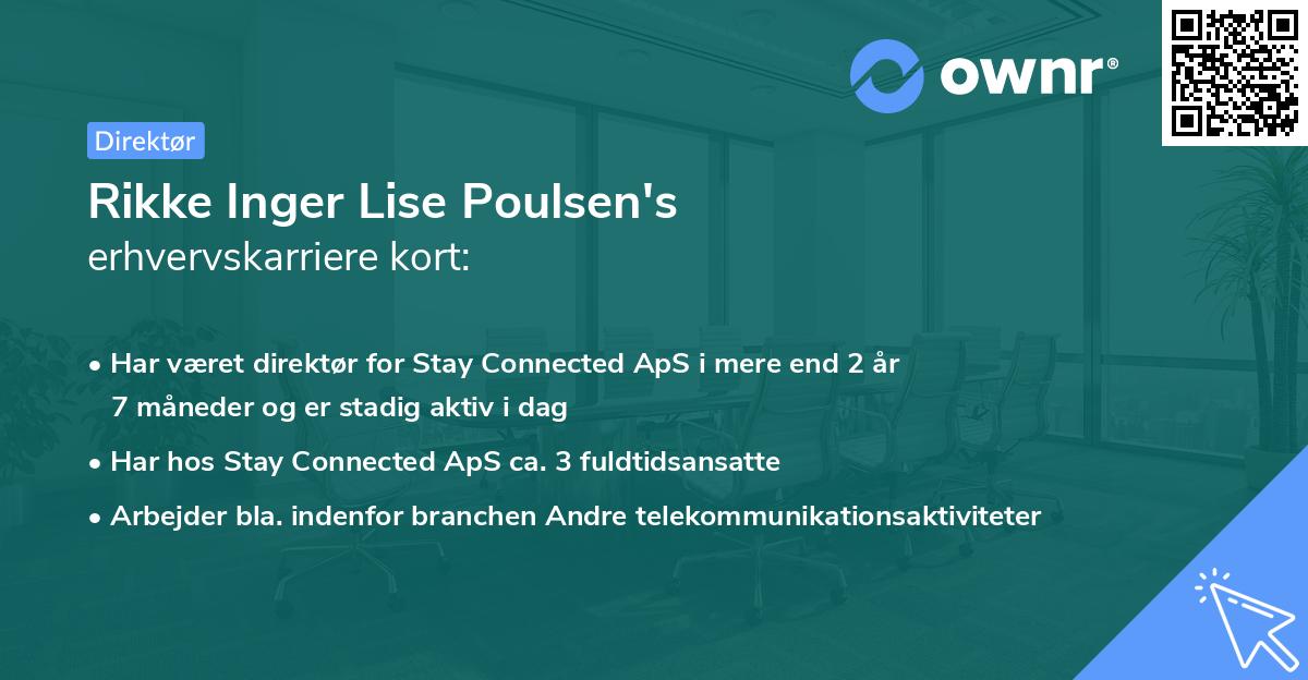 Rikke Inger Lise Poulsen's erhvervskarriere kort