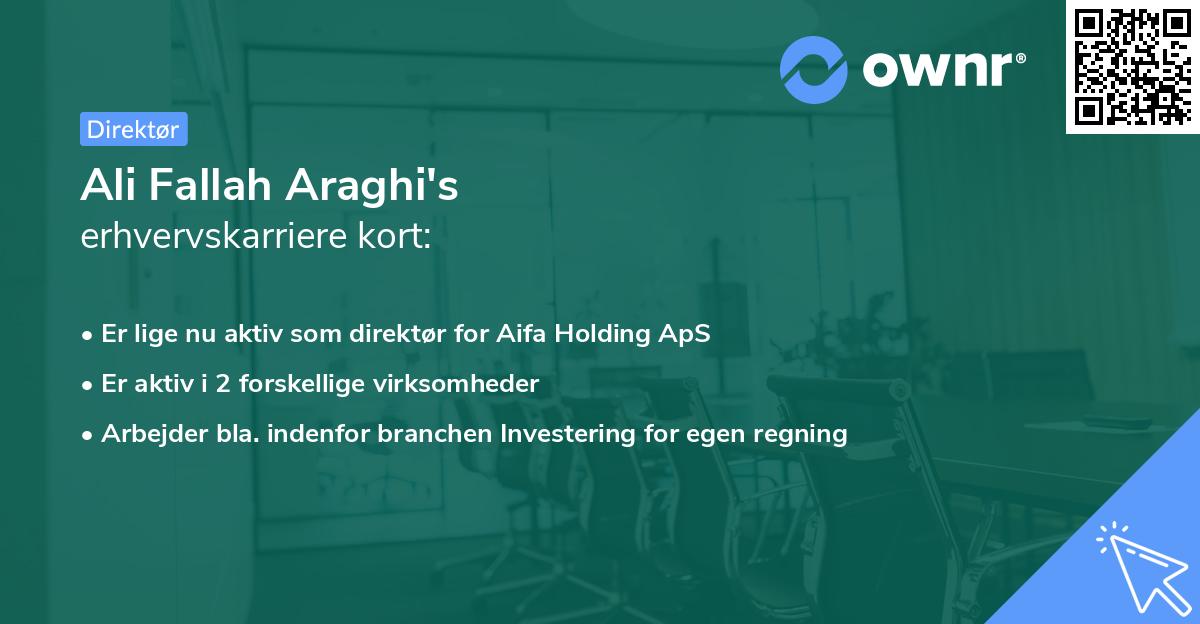 Ali Fallah Araghi's erhvervskarriere kort