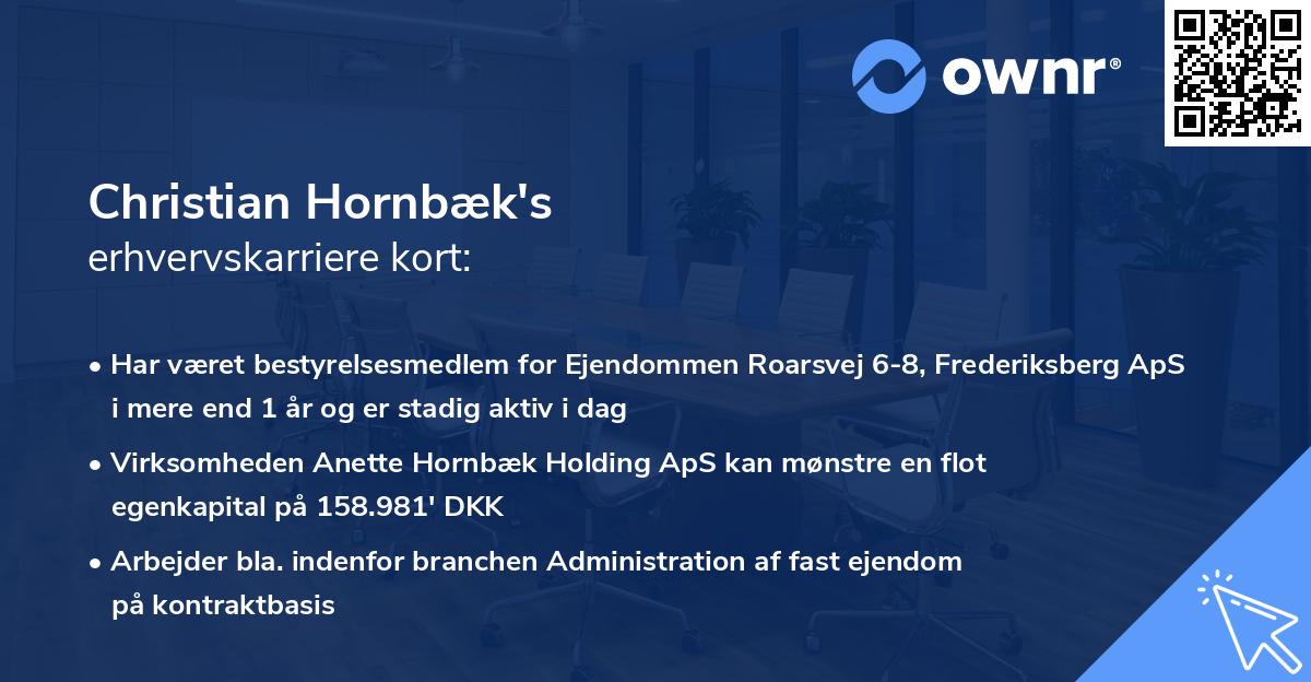 Christian Hornbæk's erhvervskarriere kort