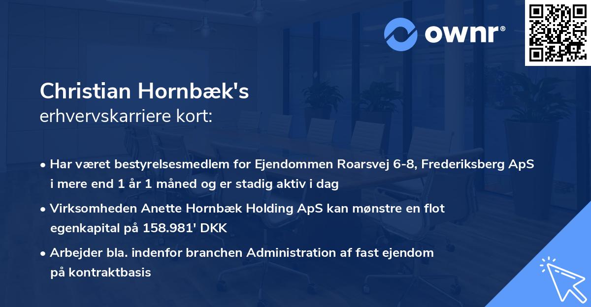 Christian Hornbæk's erhvervskarriere kort