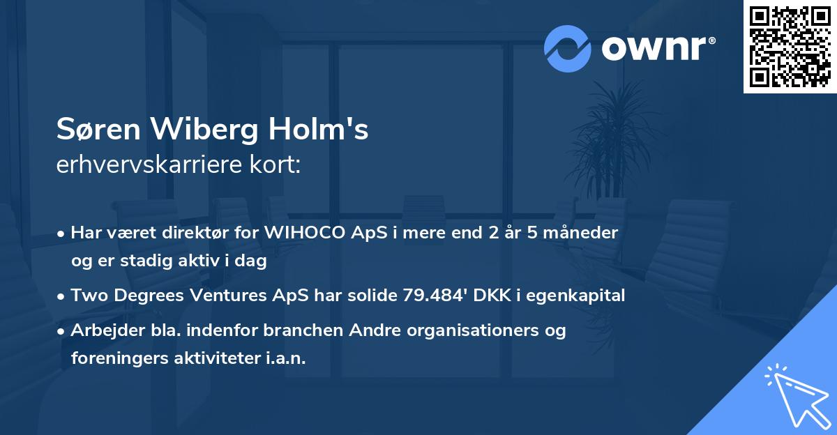 Søren Wiberg Holm's erhvervskarriere kort