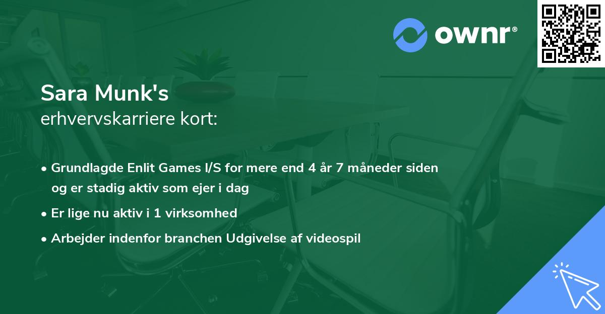 Sara Munk's erhvervskarriere kort