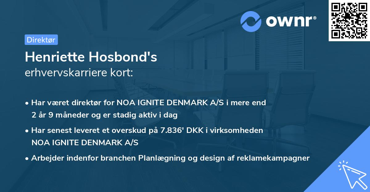 Henriette Hosbond's erhvervskarriere kort