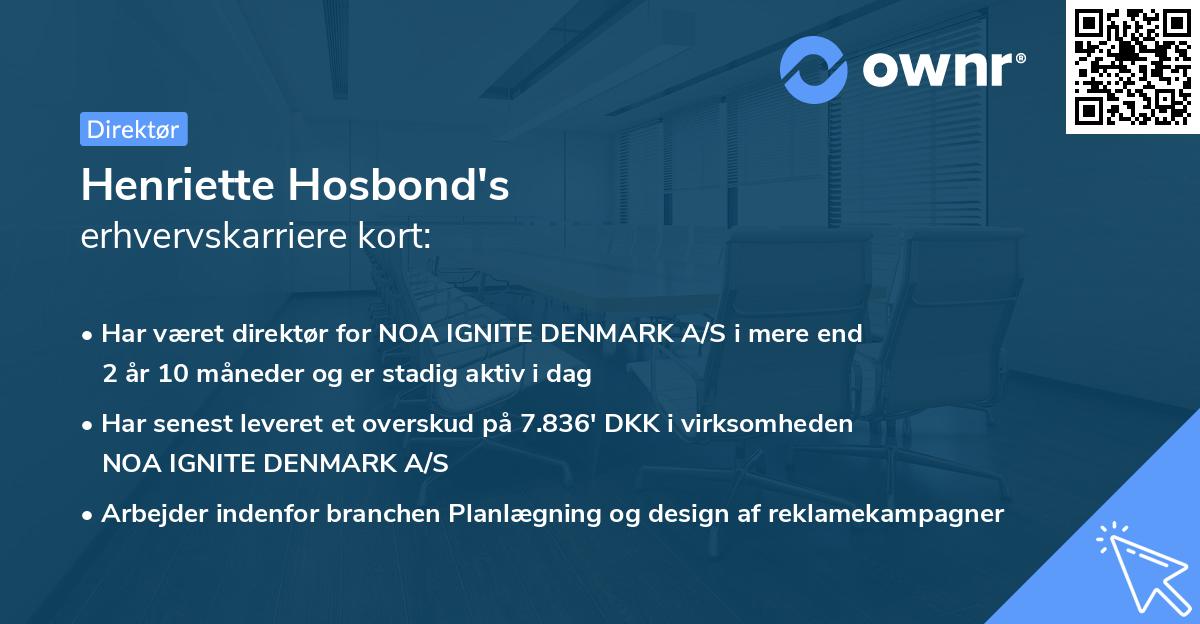 Henriette Hosbond's erhvervskarriere kort