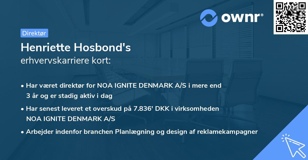 Henriette Hosbond's erhvervskarriere kort