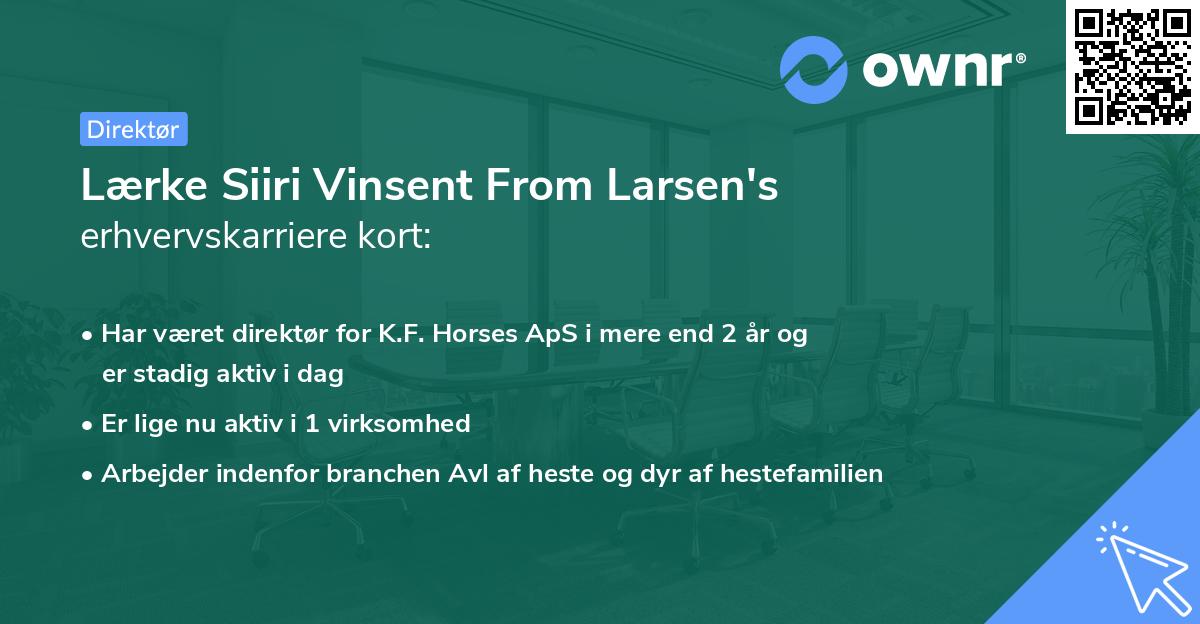 Lærke Siiri Vinsent From Larsen's erhvervskarriere kort