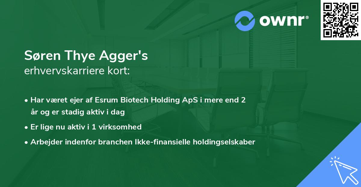 Søren Thye Agger's erhvervskarriere kort