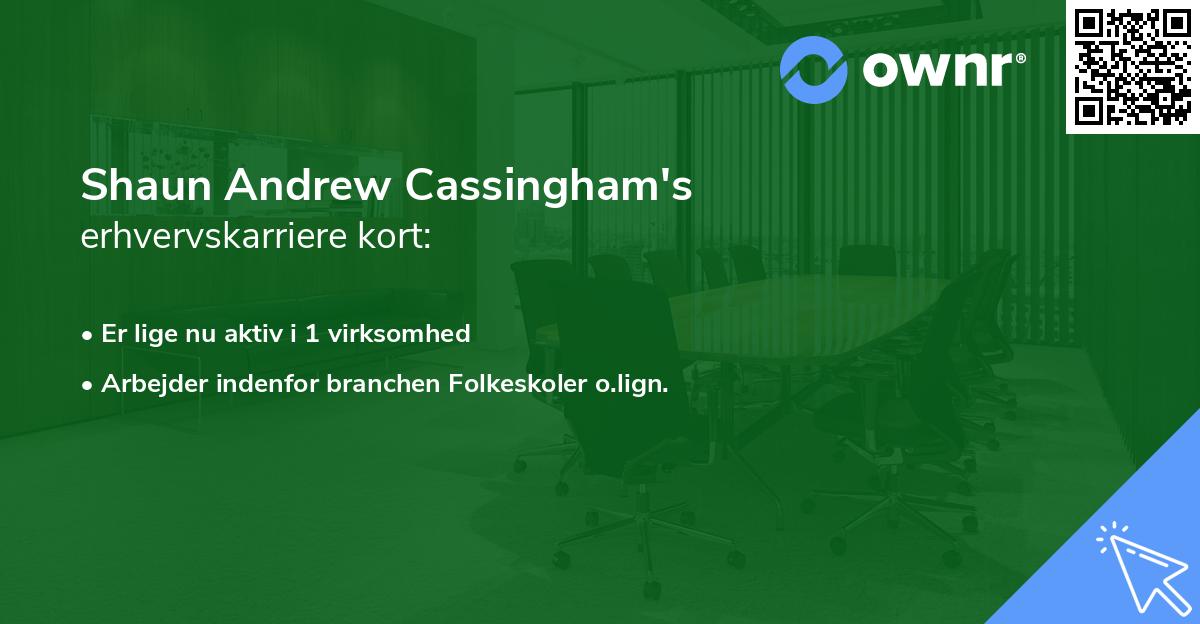 Shaun Andrew Cassingham's erhvervskarriere kort