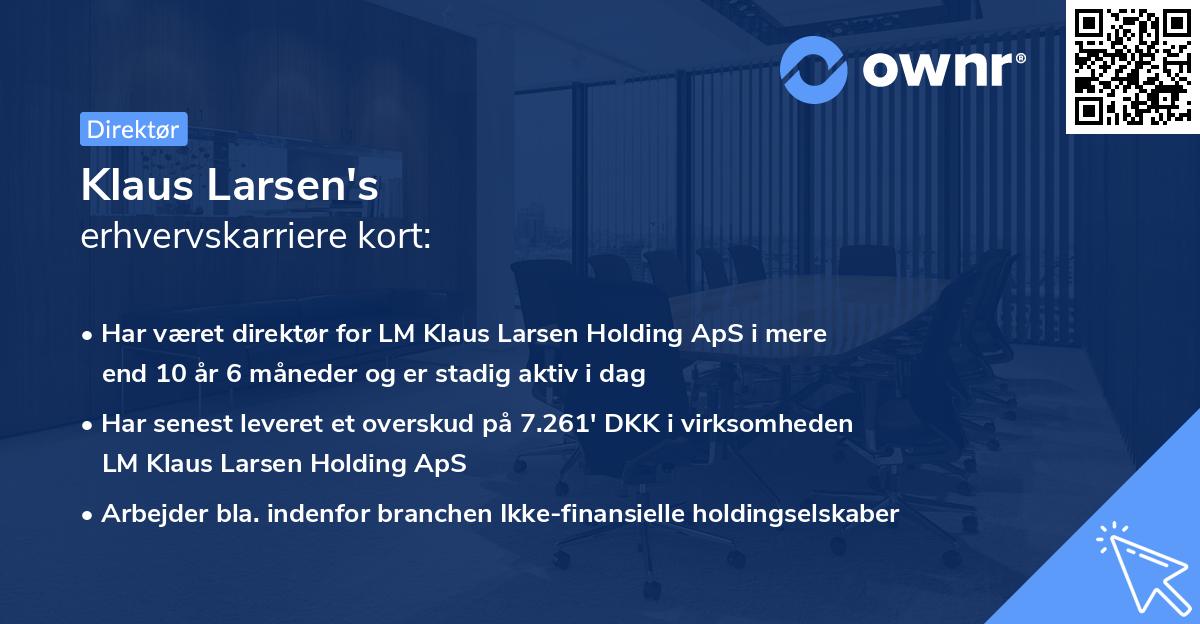 Klaus Larsen's erhvervskarriere kort