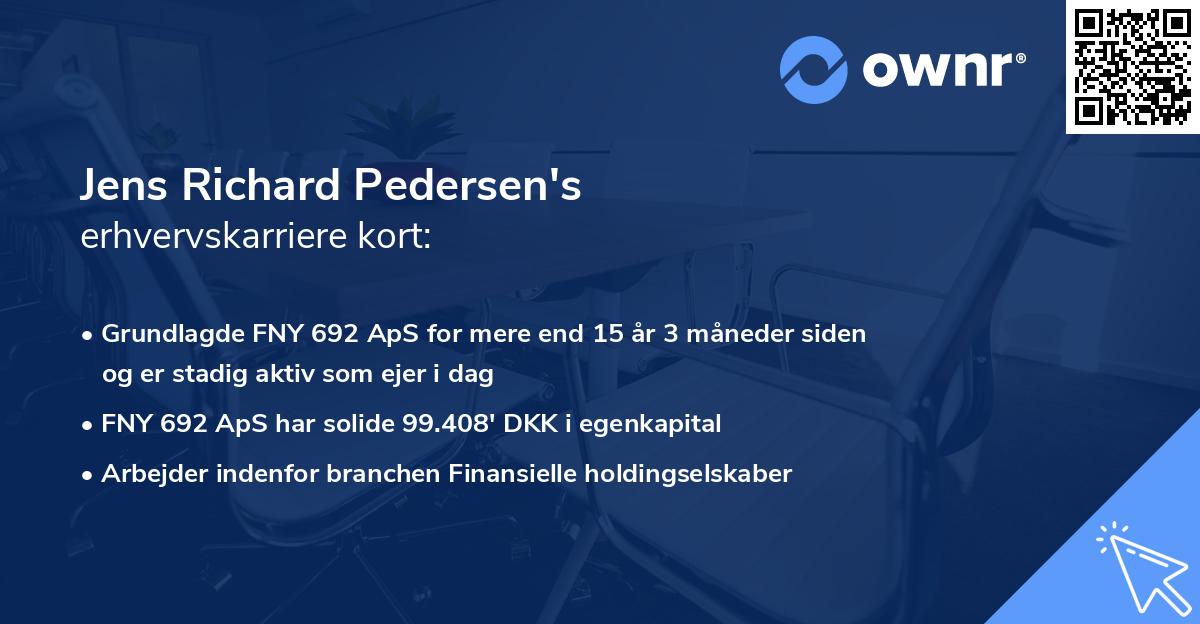 Jens Richard Pedersen's erhvervskarriere kort