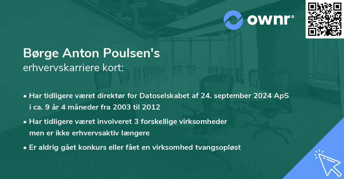 Børge Anton Poulsen's erhvervskarriere kort