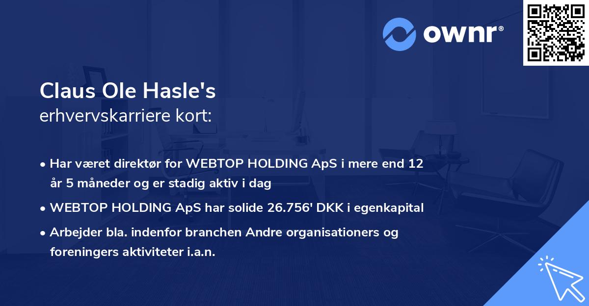 Claus Ole Hasle's erhvervskarriere kort