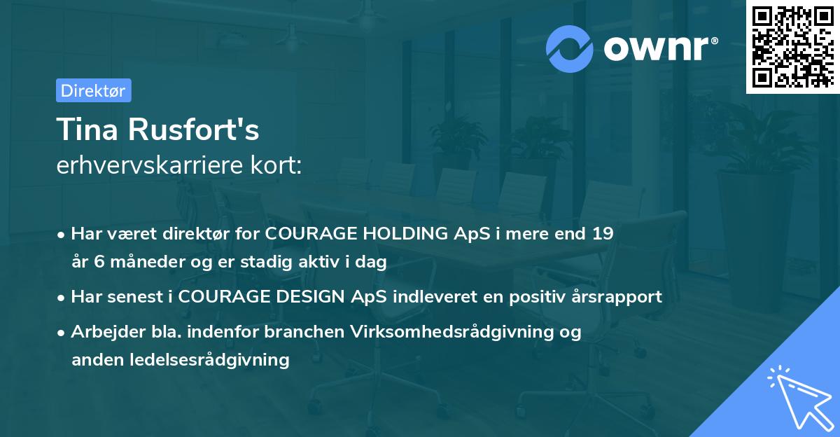Tina Rusfort's erhvervskarriere kort
